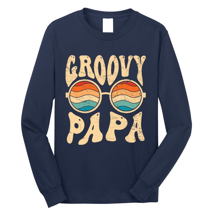 Groovy Papa 70s Aesthetic Nostalgia 1970S Retro Groovy Dad Long Sleeve Shirt