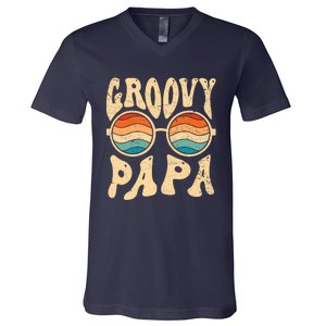 Groovy Papa 70s Aesthetic Nostalgia 1970S Retro Groovy Dad V-Neck T-Shirt