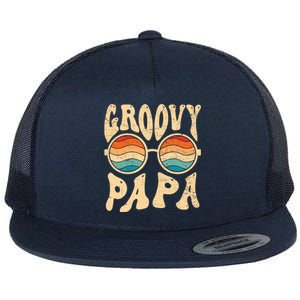 Groovy Papa 70s Aesthetic Nostalgia 1970S Retro Groovy Dad Flat Bill Trucker Hat