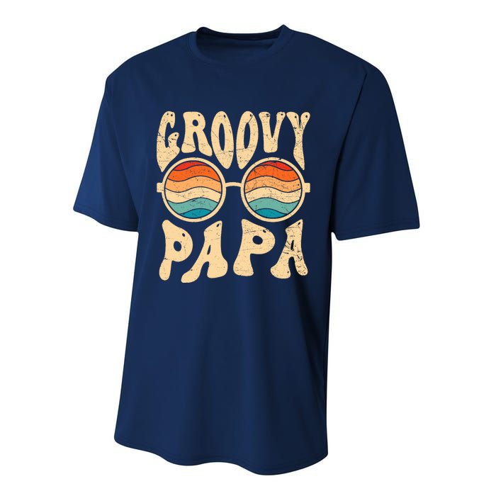 Groovy Papa 70s Aesthetic Nostalgia 1970S Retro Groovy Dad Performance Sprint T-Shirt