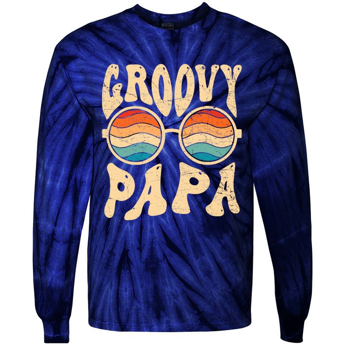 Groovy Papa 70s Aesthetic Nostalgia 1970S Retro Groovy Dad Tie-Dye Long Sleeve Shirt