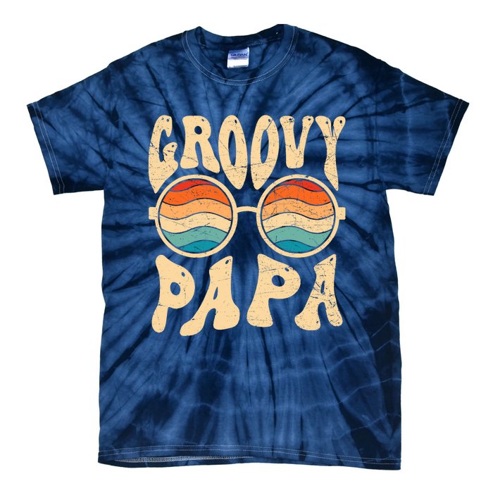 Groovy Papa 70s Aesthetic Nostalgia 1970S Retro Groovy Dad Tie-Dye T-Shirt