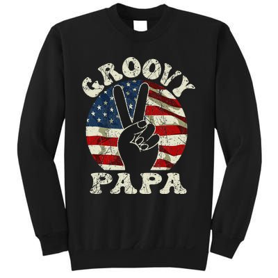 Groovy Papa 70s Aesthetic USA Flag Groovy Dad Sweatshirt