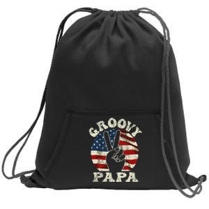 Groovy Papa 70s Aesthetic USA Flag Groovy Dad Sweatshirt Cinch Pack Bag