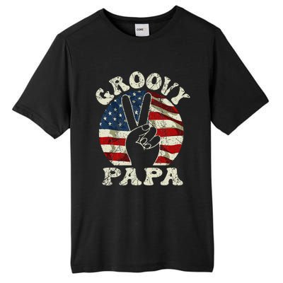 Groovy Papa 70s Aesthetic USA Flag Groovy Dad Tall Fusion ChromaSoft Performance T-Shirt