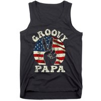 Groovy Papa 70s Aesthetic USA Flag Groovy Dad Tank Top