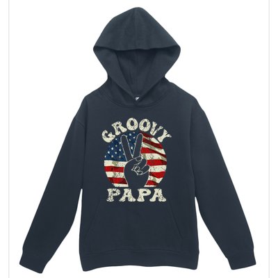 Groovy Papa 70s Aesthetic USA Flag Groovy Dad Urban Pullover Hoodie