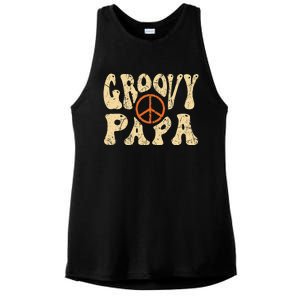 Groovy Papa 70s Aesthetic Nostalgia 1970s Retro Dad Ladies PosiCharge Tri-Blend Wicking Tank