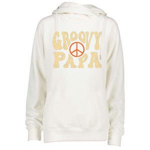 Groovy Papa 70s Aesthetic Nostalgia 1970s Retro Dad Womens Funnel Neck Pullover Hood