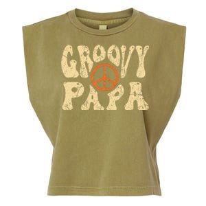 Groovy Papa 70s Aesthetic Nostalgia 1970s Retro Dad Garment-Dyed Women's Muscle Tee