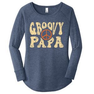 Groovy Papa 70s Aesthetic Nostalgia 1970s Retro Dad Women's Perfect Tri Tunic Long Sleeve Shirt