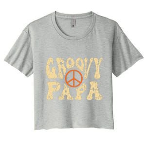 Groovy Papa 70s Aesthetic Nostalgia 1970s Retro Dad Women's Crop Top Tee