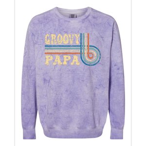 Groovy Papa 70s Aesthetic Nostalgia 1970s Retro Groovy Dad Gift Colorblast Crewneck Sweatshirt