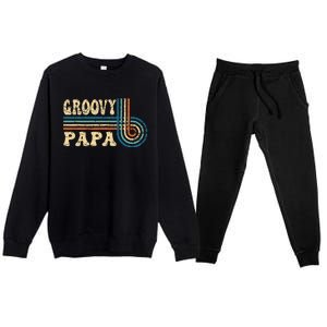 Groovy Papa 70s Aesthetic Nostalgia 1970s Retro Groovy Dad Gift Premium Crewneck Sweatsuit Set