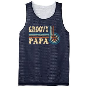 Groovy Papa 70s Aesthetic Nostalgia 1970s Retro Groovy Dad Gift Mesh Reversible Basketball Jersey Tank