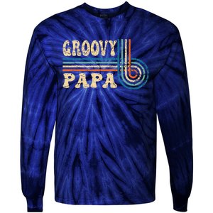 Groovy Papa 70s Aesthetic Nostalgia 1970s Retro Groovy Dad Gift Tie-Dye Long Sleeve Shirt