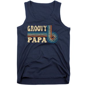 Groovy Papa 70s Aesthetic Nostalgia 1970s Retro Groovy Dad Gift Tank Top