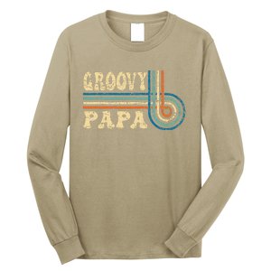 Groovy Papa 70s Aesthetic Nostalgia 1970s Retro Groovy Dad Gift Long Sleeve Shirt