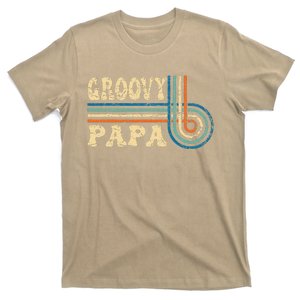 Groovy Papa 70s Aesthetic Nostalgia 1970s Retro Groovy Dad Gift T-Shirt