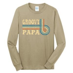 Groovy Papa 70s Aesthetic Nostalgia 1970s Retro Groovy Dad Gift Tall Long Sleeve T-Shirt