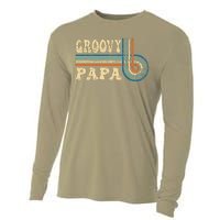 Groovy Papa 70s Aesthetic Nostalgia 1970s Retro Groovy Dad Gift Cooling Performance Long Sleeve Crew