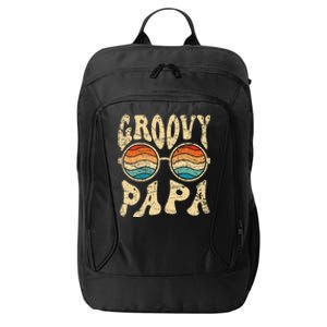 Groovy Papa 70s Aesthetic Nostalgia 1970s Retro Groovy Dad City Backpack