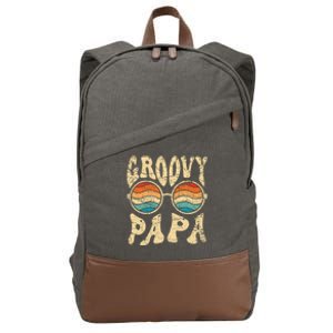 Groovy Papa 70s Aesthetic Nostalgia 1970s Retro Groovy Dad Cotton Canvas Backpack