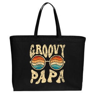 Groovy Papa 70s Aesthetic Nostalgia 1970s Retro Groovy Dad Cotton Canvas Jumbo Tote