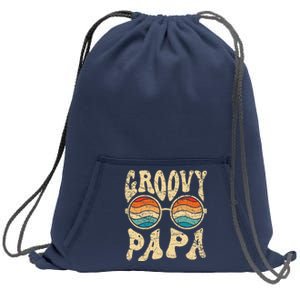 Groovy Papa 70s Aesthetic Nostalgia 1970s Retro Groovy Dad Sweatshirt Cinch Pack Bag