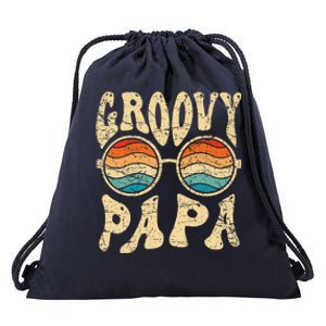 Groovy Papa 70s Aesthetic Nostalgia 1970s Retro Groovy Dad Drawstring Bag