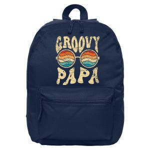 Groovy Papa 70s Aesthetic Nostalgia 1970s Retro Groovy Dad 16 in Basic Backpack