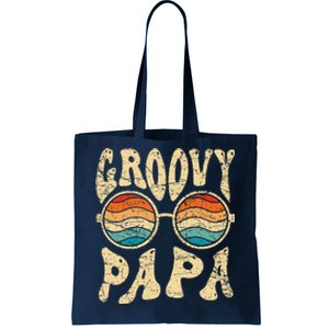 Groovy Papa 70s Aesthetic Nostalgia 1970s Retro Groovy Dad Tote Bag