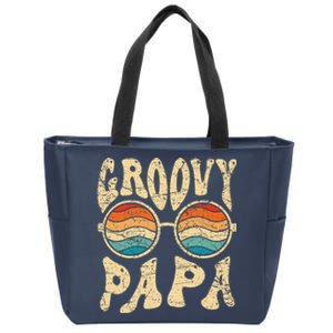 Groovy Papa 70s Aesthetic Nostalgia 1970s Retro Groovy Dad Zip Tote Bag