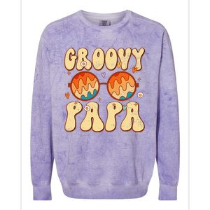 Groovy Papa 70s Aesthetic 1970's Retro Dad Father's Day Colorblast Crewneck Sweatshirt