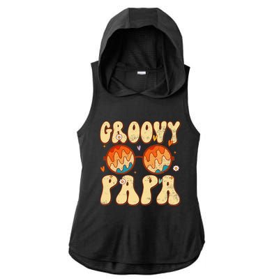 Groovy Papa 70s Aesthetic 1970's Retro Dad Father's Day Ladies PosiCharge Tri-Blend Wicking Draft Hoodie Tank