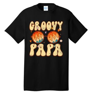 Groovy Papa 70s Aesthetic 1970's Retro Dad Father's Day Tall T-Shirt