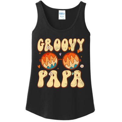 Groovy Papa 70s Aesthetic 1970's Retro Dad Father's Day Ladies Essential Tank