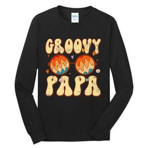 Groovy Papa 70s Aesthetic 1970's Retro Dad Father's Day Tall Long Sleeve T-Shirt