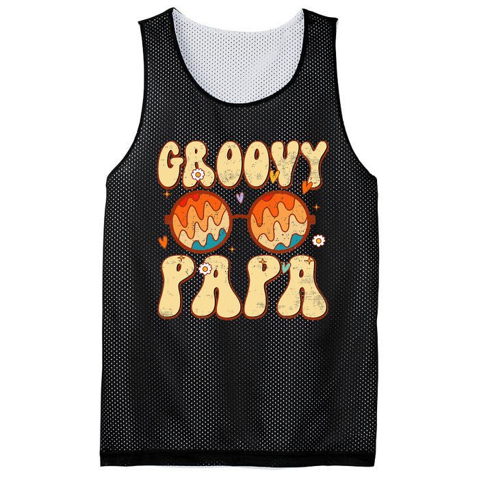 Groovy Papa 70s Aesthetic 1970's Retro Dad Father's Day Mesh Reversible Basketball Jersey Tank