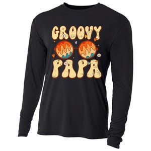 Groovy Papa 70s Aesthetic 1970's Retro Dad Father's Day Cooling Performance Long Sleeve Crew