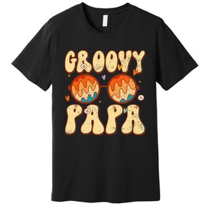 Groovy Papa 70s Aesthetic 1970's Retro Dad Father's Day Premium T-Shirt