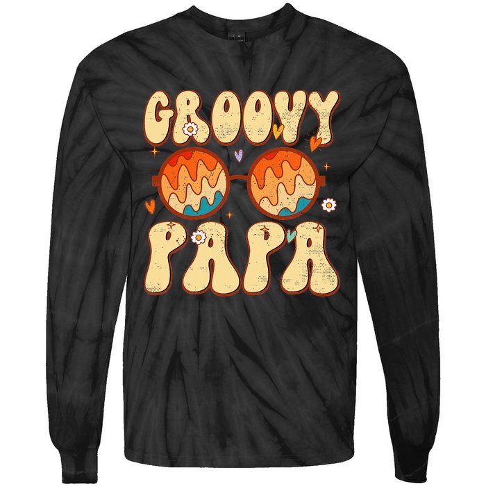 Groovy Papa 70s Aesthetic 1970's Retro Dad Father's Day Tie-Dye Long Sleeve Shirt