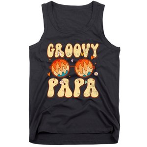 Groovy Papa 70s Aesthetic 1970's Retro Dad Father's Day Tank Top