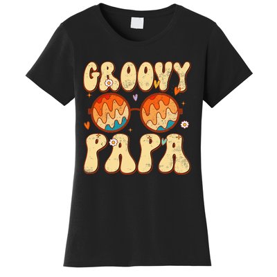 Groovy Papa 70s Aesthetic 1970's Retro Dad Father's Day Women's T-Shirt