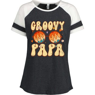 Groovy Papa 70s Aesthetic 1970's Retro Dad Father's Day Enza Ladies Jersey Colorblock Tee