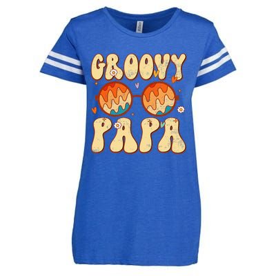 Groovy Papa 70s Aesthetic 1970's Retro Dad Father's Day Enza Ladies Jersey Football T-Shirt