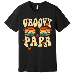 Groovy Papa 70s Aesthetic 1970's Retro Groovy Dad Father Premium T-Shirt