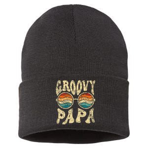 Groovy Papa 70s Aesthetic Nostalgia 1970S Retro Groovy Dad Sustainable Knit Beanie