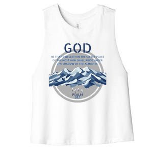 God Psalm 91 Gospel Biblical Women's Racerback Cropped Tank