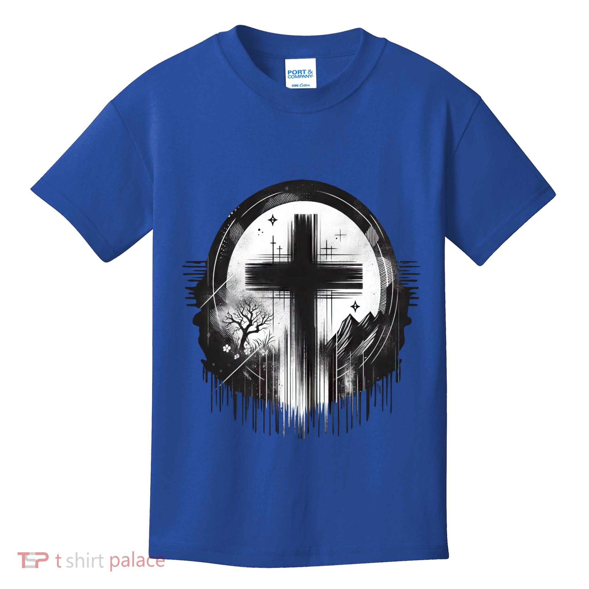 Gothic Punk Art Christian Cross Of Jesus Distressed Graphic Cute Gift Kids T-Shirt